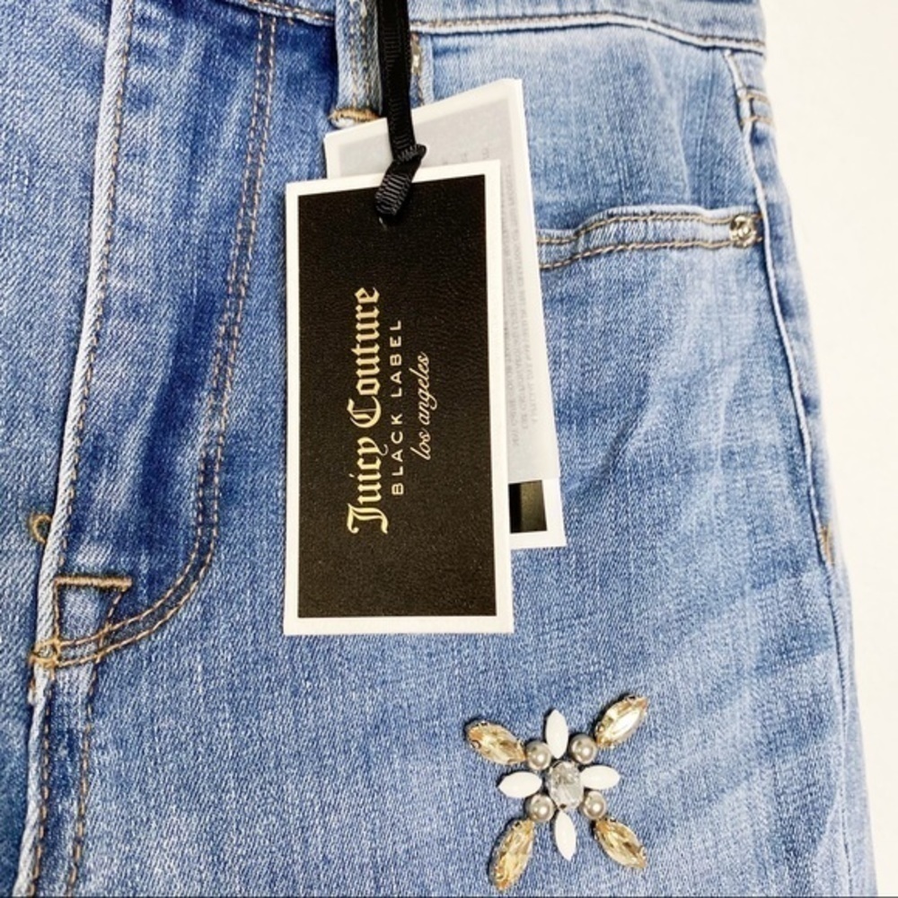 Juicy Couture Black Label Embellished Floral Gems Skinny Jeans NWT - Picture 8 of 16